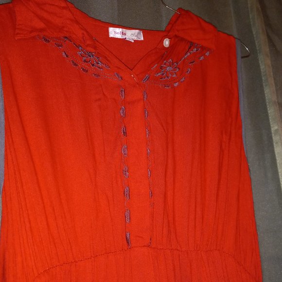 Red Dress w/ Grey Embroidery and a back cutout. - Picture 3 of 7